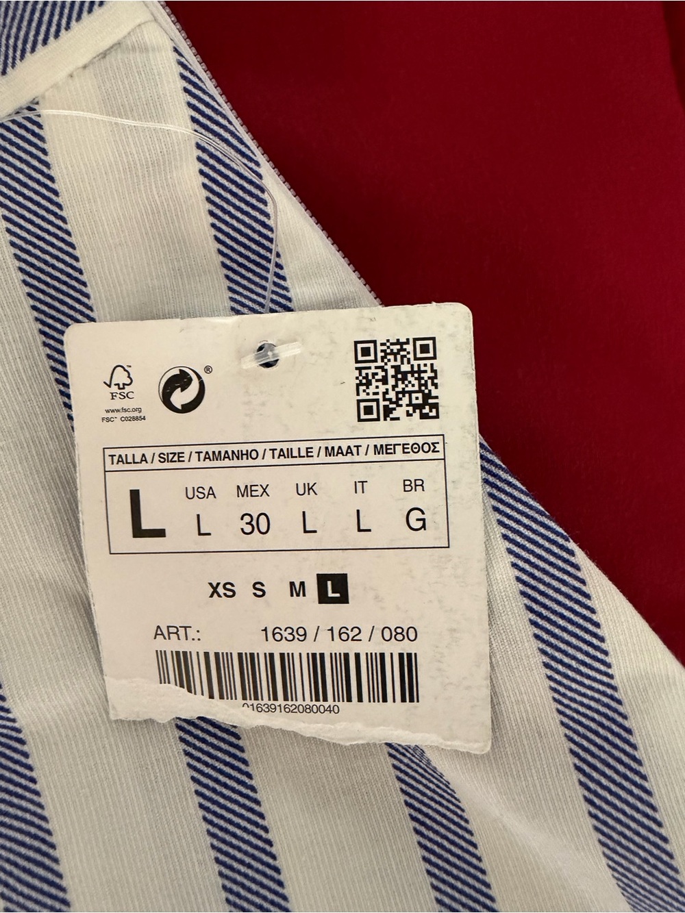 Zara White and Blue Striped Button-Down Skirt- women size L